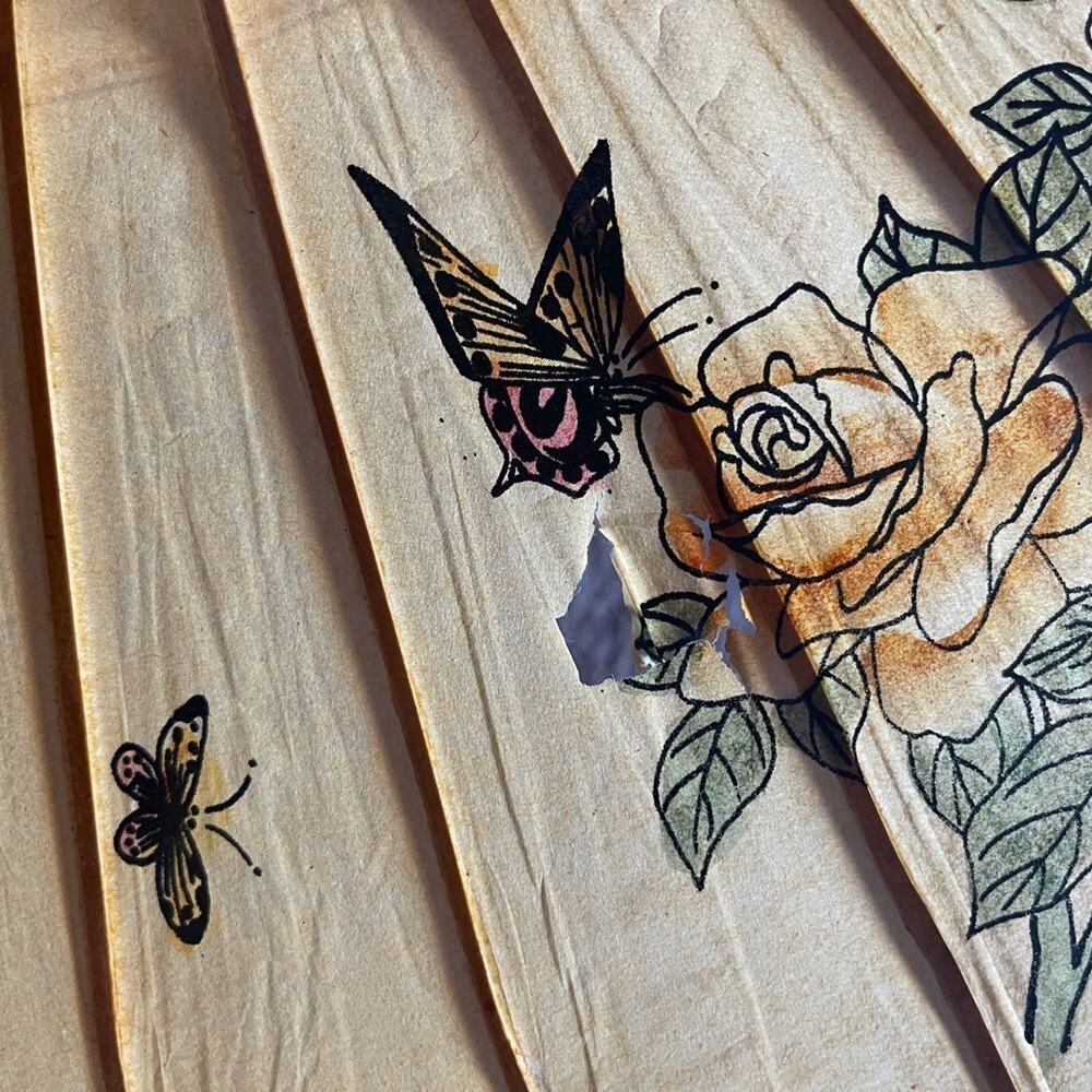 Vintage Asian decorative handpainted  paper umbrella - Picture 8 of 12